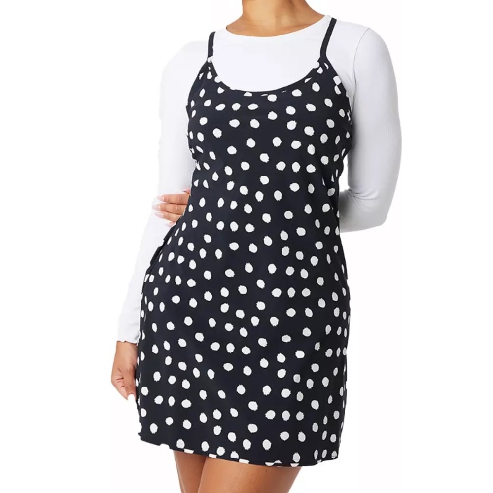 Outdoor Voices The Exercise Dress Black with White Polka Dot Size XS